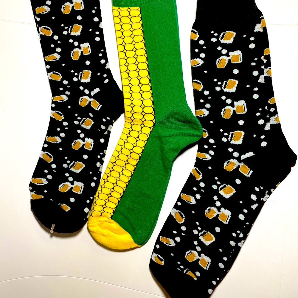 Fun Socks. Corn (1 pair) and Beer Pint (2 pairs).